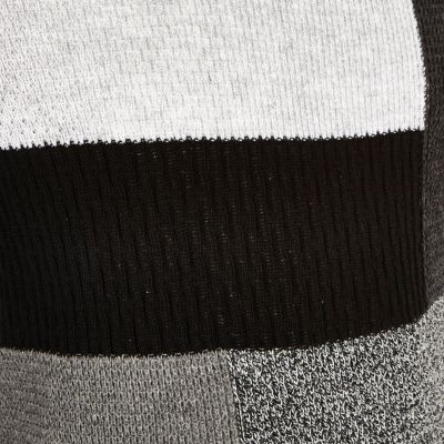 Boys grey knitted panel jumper